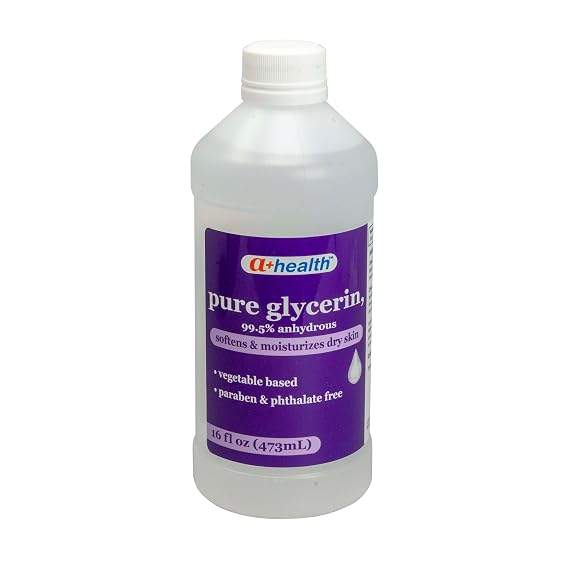 A+Health Pure Glycerin, 16 Fl Ounces, Softens and Moisturizes Dry Skin