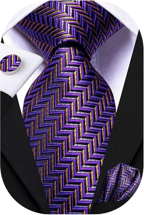 Hi-Tie Men Ties Sets Silk Stripe Paisley Necktie Pocket Square Cufflinks for Business Wedding