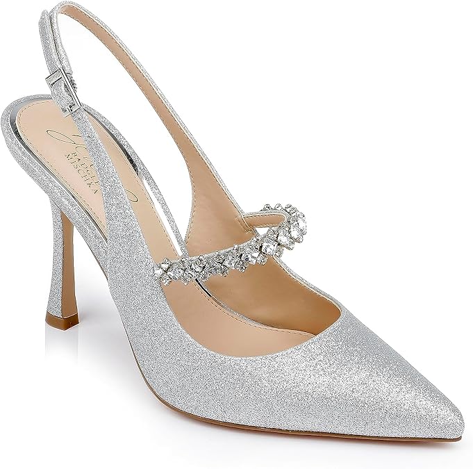 Jewel Badgley Mischka Verena Slingback Stiletto Heels