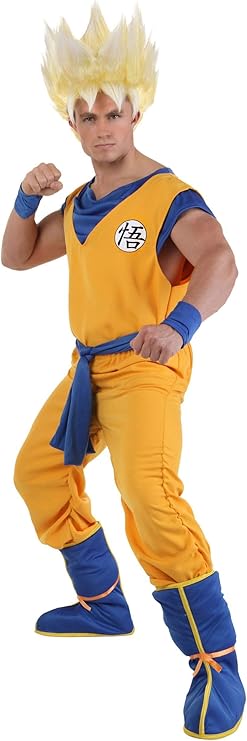 Adult Super Saiyan Goku Dragon Ball Z Costume, Orange Anime Jumpsuit, Orange Gi Uniform for Cosplay & Halloween