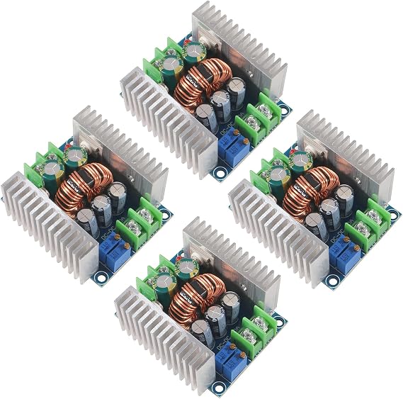 4Pcs 20A 300W Buck Converter Step Down Module DC 6-40V to 1.2-36V 20A 300W Adjustable Constant CC CV Current Voltage Regulator Power Supply Module with Short Circuit Protection Function