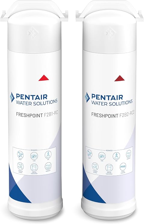 Pentair FreshPoint F2B1/F2B2 Replacement Filter Cartridges, Carbon Water Filter, PFAS Water Filter, NSF Certified to Reduce PFOA/PFOS, 675 Gallon Capacity (Set of 2)