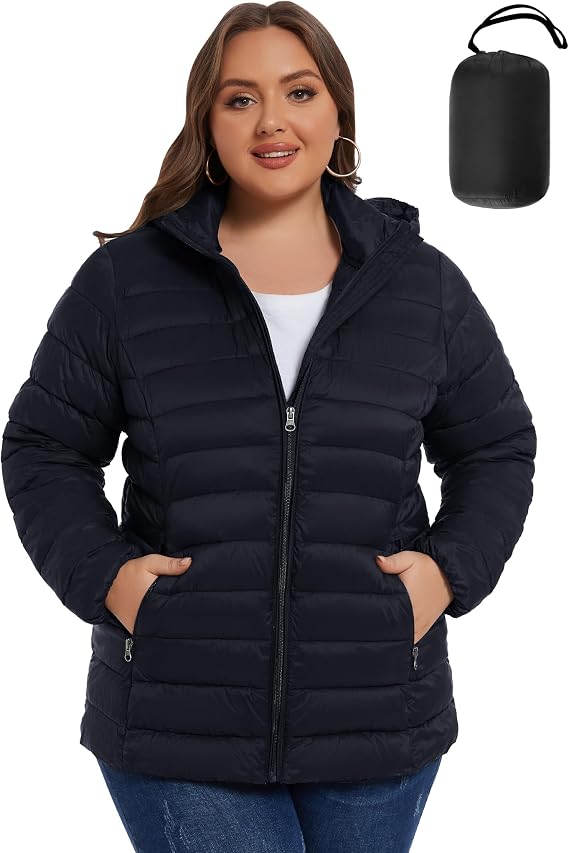 ANOTHER CHOICE Plus Size Hooded Puffer Jacket for Women, Sizes 16X