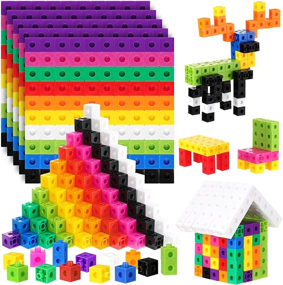 Jenaai 1000 Pcs Linking Counting Cubes Math Blocks for Kids, Classic Style | Connecting Cubes,Math Manipulatives,Plastic Counting Blocks, Math Cubes, Classroom Learning, for Preschool Activities