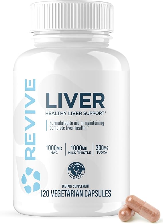 Revive MD Natural Liver Cleanse, Detox & Repair Supplement Milk Thistle Liver Support Formula Promotes Healthy Liver Function & Helps Reduce Inflammation 120 Capsules (30 Servings)