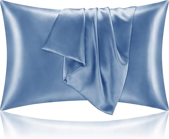BEDELITE Satin Pillowcases, Standard Size 20x26 Inch, Airy Blue, Set of 2