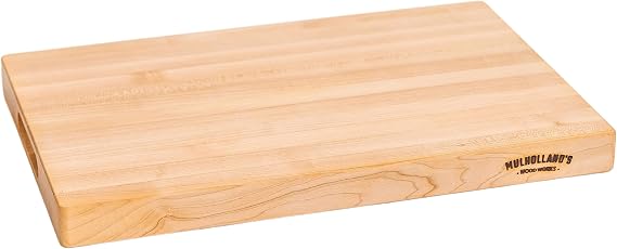 Large Maple Wood Cutting Board - Hardwood Chopping Block 1.4 Inches Thick - Stable and Reversible - Coated with Eco Oil & Wax