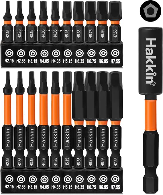 Hakkin 21Pcs Pentagon Screwdriver Bits Set | S2 Steel Security Tamper Proof Pentagonal Drive Bit | 1/4” Hex Shank for Electric Hand Screwdrivers 60mm 25mm with Bit Extension Holder
