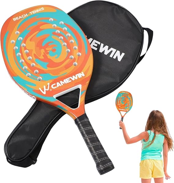 Padel Racket - Carbon Adult Tennis Racquet, Durable EVA Foam Beach Play Paddle with Bag for Outdoor Park Sports Tennis Beach Paddle Paddle Beach Bow