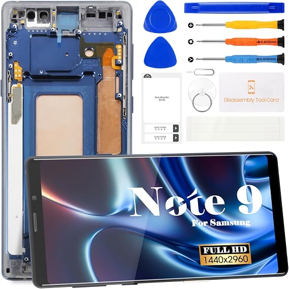 TFT for Samsung Note 9 Screen Replacement for Samsung Galaxy Note 9 LCD Digitizer for Samsung SM-N960 Touch Screen Display Assembly Repair Kits (with Frame) (Blue)