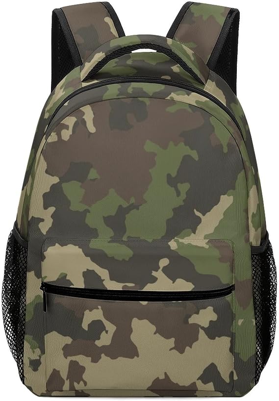 Printed Daily Backpack Primary School Bag Casual Daypack for Teens Kids Green Camouflage