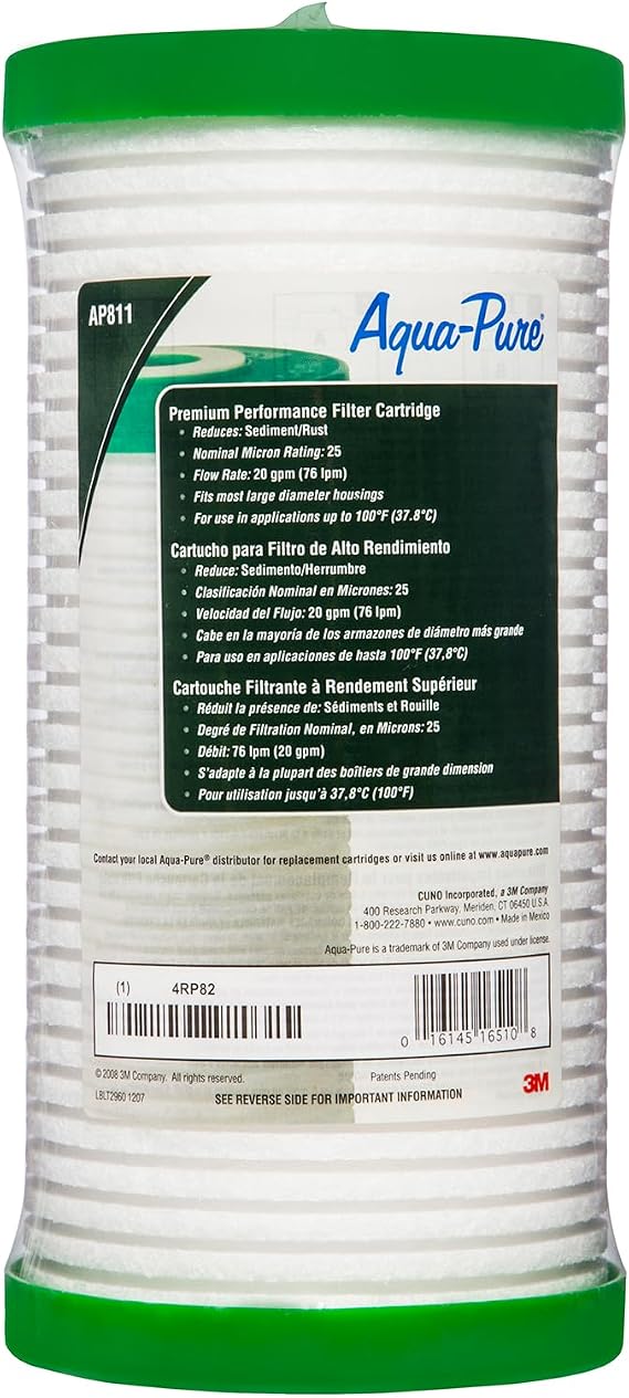 3M Aqua-Pure AP800 Series Whole House Water Filter Drop-in Cartridge AP811 | For AP801B, AP801T Systems, Reduces Sediment