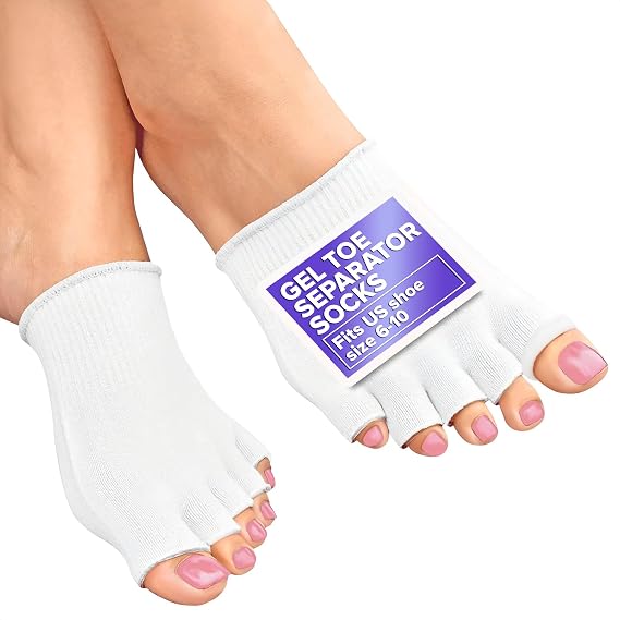 Gel Toe Separators for Women Socks Gel Toe Compression Socks Women Relaxation, Comfortable for Bedtime, Separators for Pedicure & Moisturizing, Fits US Sizes 6-10, Soft Cotton, Long-Lasting Design