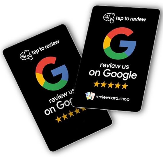 Review Card | NFC Google Review Card - Boost your sales and rank at the top of the search. (Black, Regular)