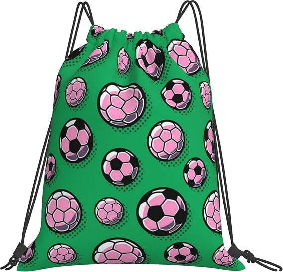 Cute Soccer Drawstring Bags Women Men Sport Ball Bag Adjustable Sports Backpack for Gym, Swimming