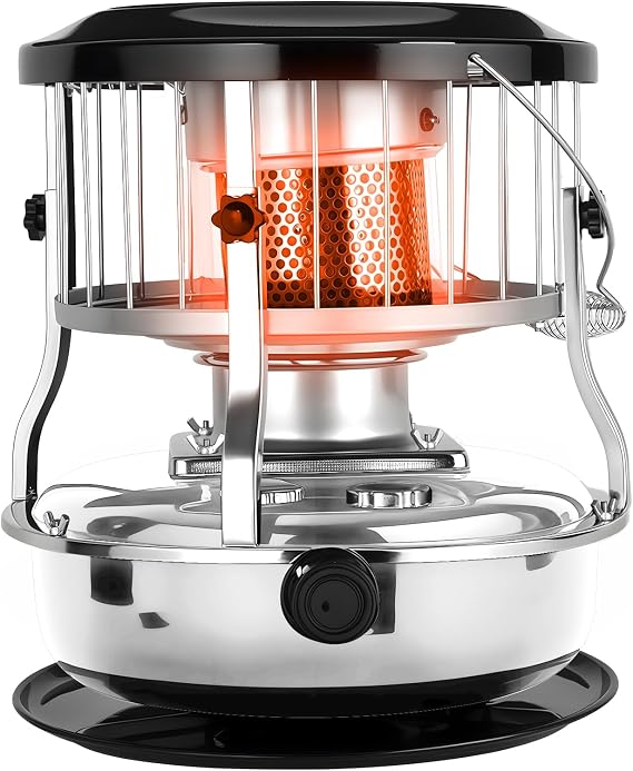 Kerosene Heater 9000 BTU Indoor Outdoor Portable Non Electric Heater for Home Garage and Camping 4 5L Fuel Capacity Radiant with Cooking Stove Black (White)