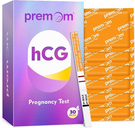 Premom Pregnancy Test Strips: 30 Early Detection Pregnancy Test Kit - Rapid Detection Pregnancy Test, Early hCG Pregnancy Tests 10mIU/mL | Powered by Premom Ovulation Predictor | Early detection hCG tests for home use, with test result scanning, digital records, and cycle tracking in the Premom App