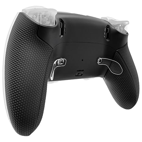 eXtremeRate Beyond-ARC Bottom Shell Kit Compatible with p s 5 Edge Controller with Rubberized Grip, Replacement Front Back Decorative Trim Shell Rear Plates - Black