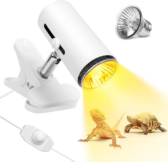 AZV Reptile Heat Lamp with 50W UVA UVB 3.0 Light Bulb, Basking Spot Light Tortoise Sun Lamp, Heating Lamp for Turtle, Beared Dragon, Lizard, Snake, Amphibians