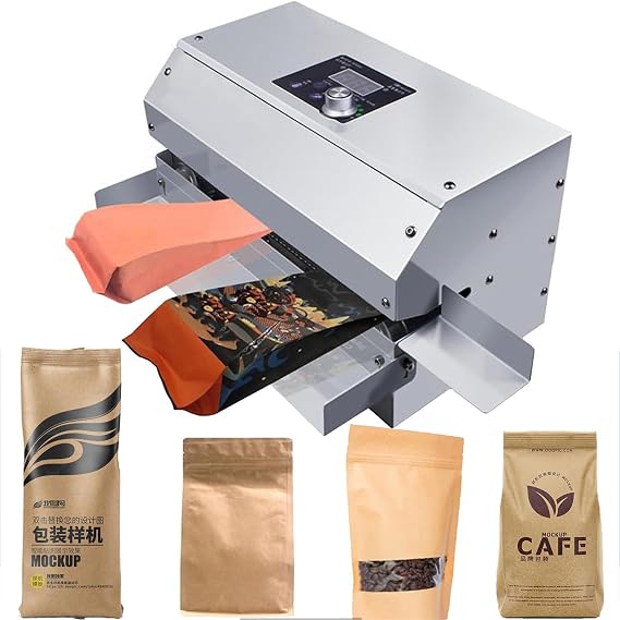 Continuous Band Sealing Machine, Kraft Paper Bag Fully Automatic Sealing Machine, Commercial Food Plastic Aluminum Foil Composite Bag Continuous Heat Sealer