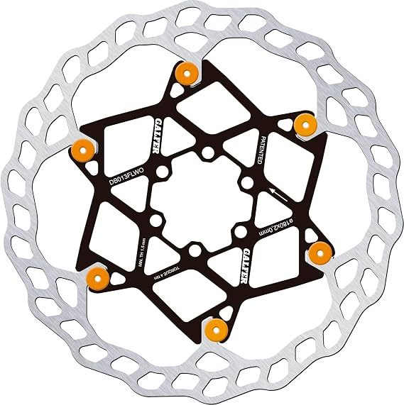 Galfer Floating Wave Disc Brake Rotor - 180mm x 2.0mm, 6-Bolt, Orange | bike-brake-rotors