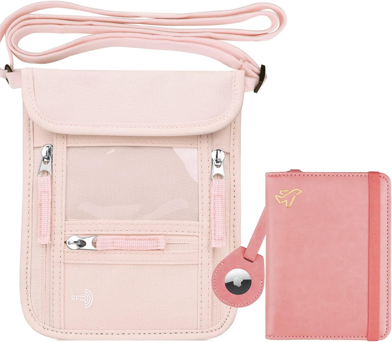 Travel Accessories Bundle: Neck Passport Holder & AirTag Passport Holder and Vaccine Card Holder Combo