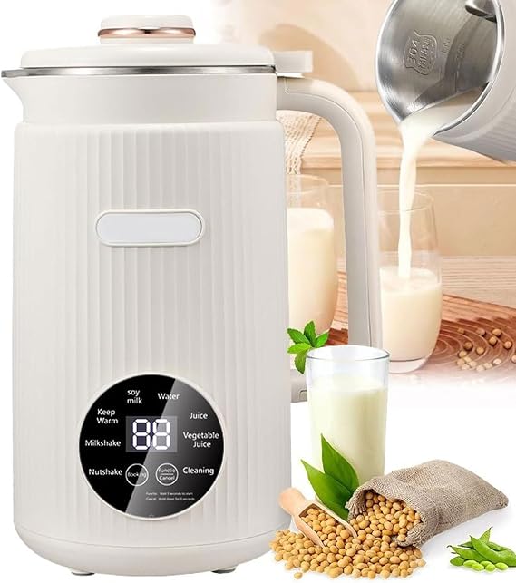 Automatic Soy Milk Maker, 1.2L Nut Milk Maker Machine, 10 Blade Fine Steel Blades, 12 Hour Timer, 9 Functions, Almond Milk Maker, Vegetable Milk Machine, Almond Wall Breaker