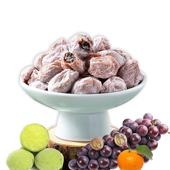 BAYUEDEGUA-Grape green plum 200g/7.05oz Chenpi flavor, individually packaged, seedless candied fruit jerky, sweet and sour, appetizing. Vegetarian friendly fruit snacks, tea snacks.