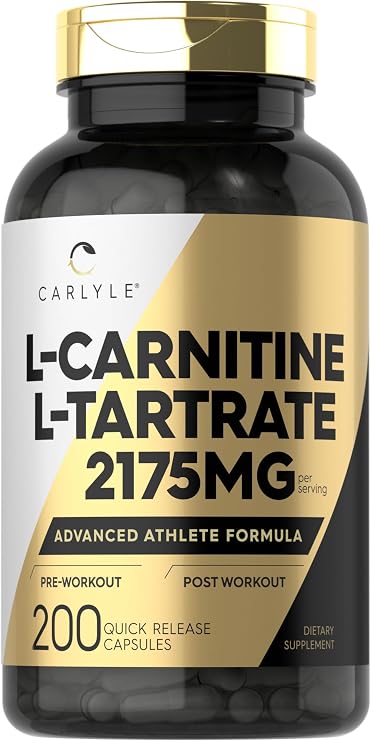 Carlyle L Carnitine Tartrate 2175mg | 200 Capsules | Advanced Athlete Formula | Pre-Workout & Post-Workout Supplement | Non-GMO, Gluten Free