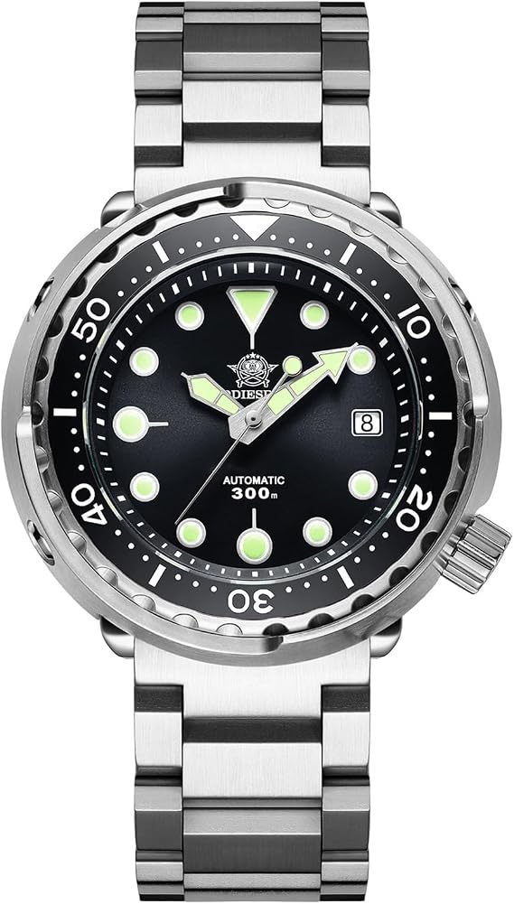 ADDIESDIVE Men's Automatic Mechanical Watch 300m Tuna Diver's Watch 8215 with Sapphire Glass Stainless Steel Strap