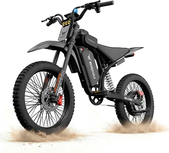 BIGNIU Off-Road Ebike, Electric Dirt Bike Electric Bike for Adults with 5000W Peak Motor, 60V 32Ah Battery, 19x2.1 Fat Tires, Removable Battery, E Bike for Teens, City Riding (Black)