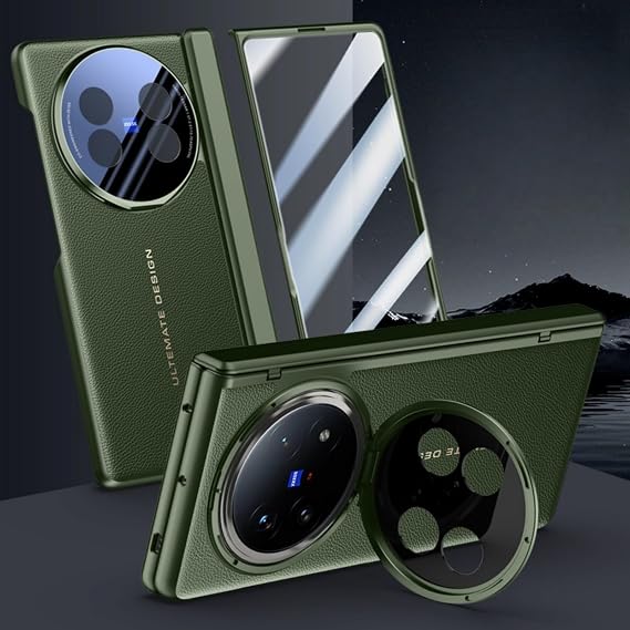 Case for VIVO X Fold5, Shockproof and Drop-Proof, Sturdy and Durable Fashionable Leather Case, Built-in Screen Protector and Stand (Green)