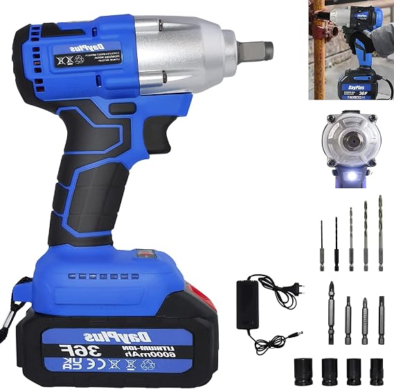 Cordless Impact Wrench 1/2 inch 21V Brushless Compact Electric Impact Wrench Max 309 Ft-lbs (420N.m) High Torque Impact Gun with 6.0Ah Li-ion Battery, Fast Charger, 4 Sockets