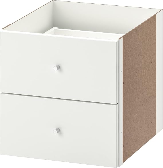 IKEA KALLAX Insert with 2 Drawers, 33x33 cm, high-Gloss White