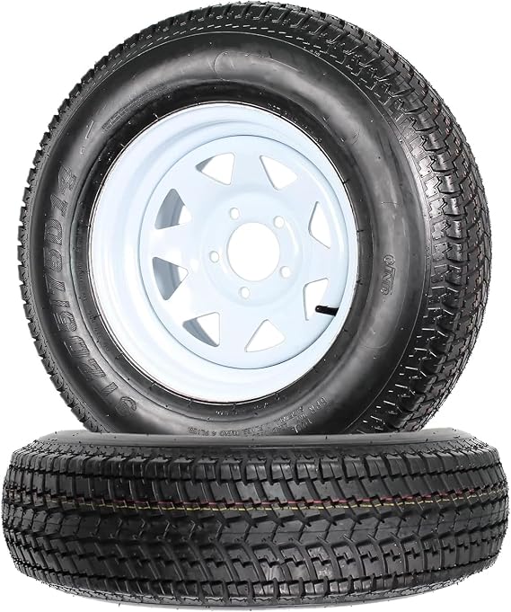 ST205/75D14 Trailer Tires, 5 Lug on 4.5", 6PR Load Range C, 14in Fuel-saving Designed Trailer Tires 205 75 14 for Travel/Camper/Landscape/Cargo/Utility/Boat/Horse/Farm/Hauler Trailer