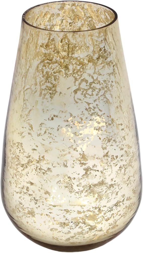 Hosley 8 Modern Mercury Gold Glass Vase, for Floral Arrangements, Weddings, Aromatherapy, Floating Candles, Pillar Candles, Spa, Home Decor, Gifts
