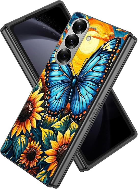 for Samsung Galaxy Z Fold 7 Case, Full Body Protective Hard PC Cover with Durable Bumper, Ultra-Thin Shockproof Phone Case for Galaxy Z Fold 7, Blue Butterfly