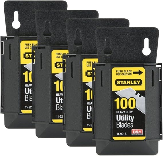 4 Pack of Stanley 11-921A 1992 Heavy Duty Utility Blades w/Dispenser 100 blades per Package