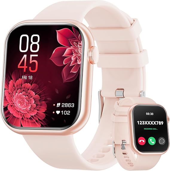 2023 Smartwatch for Men and Women, 1.85 Inch Screen Smartwatch with Bluetooth Calling and Hands-Free Answer, Smart Watch with Pedometer, Heart Rate Monitor, Fitness Watch for Android iOS