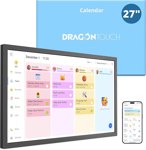 Digital Calendar 27" Wall Touchscreen Family Chore Chart No Subscription