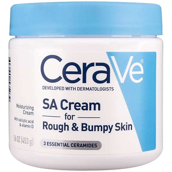 CeraVe SA Moisturizing Cream, Exfoliates and Softens Rough Skin, 16oz | Smooths Rough Skin with Salicylic Acid, Lactic Acid, Hyaluronic Acid, Niacinamide Fragrance-Free & Allergy Tested
