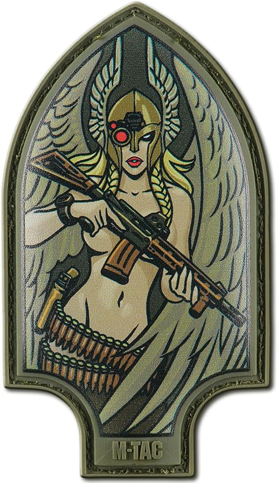 M-Tac Morale Patch Valkyrie - PVC Tactical Military Patch with Hook Fastener Backing - Patches for Vest, Backpacks, Hats (Olive)