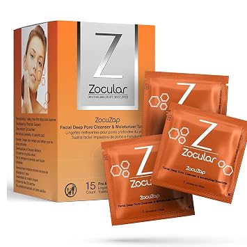 Zocular ZocuZap Face Wipes Moisturizing Face Cleansing Wipes for Makeup Removal & Gentle Exfoliation with Natural Okra Complex 15 Count