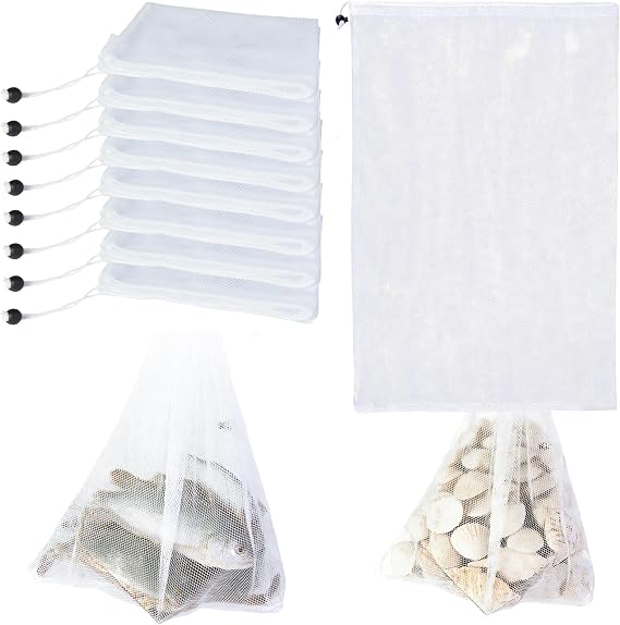 8 Large Reusable Seafood Boil Bags, 19 x 30 Inches, with Drawstring Mesh for Multipurpose Cooking and Storage. Sturdy, Heat-Resistant, and Easy to Use.