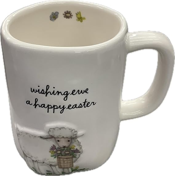 Rae Dunn by Magenta Ceramic Coffee Tea Mug - Wishing Ewe a Happy Easter (Lamb)