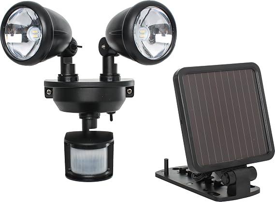 Maxsa 44215 Solar Motion Activated Dual Head Light in Black 8.50x8.00x7.50