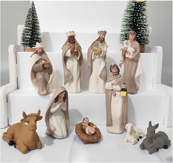 MeritMode Nativity Set for Christams Indoor - 10 Pcs Nativity Scene Statues