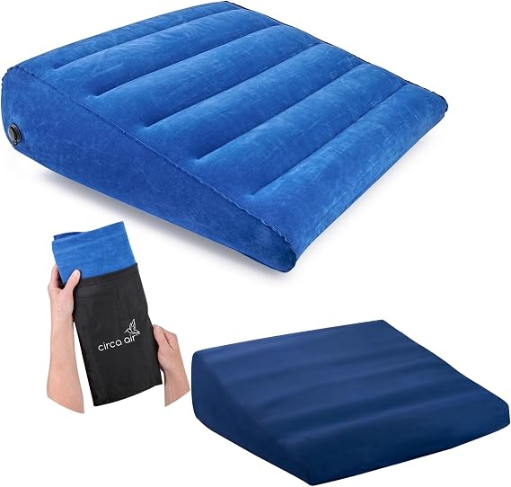 Circa Air Inflatable Bed Wedge Pillow for Sleeping - Plus Pillow Case. Sleep Better with Incline Pillow Wedges for Acid Reflux, GERD, Travel Wedge Pillow for Leg Elevation, Knee and Back Support