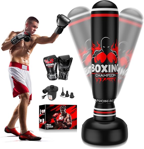 Freestanding Punching Bag for Adults Teens, 69'' Boxing Bag with Stand, Includes Boxing Gloves & Air Pump, Kick Boxing Training Equipment for MMA, Muay Thai, Kickboxing, Fitness for Beginners