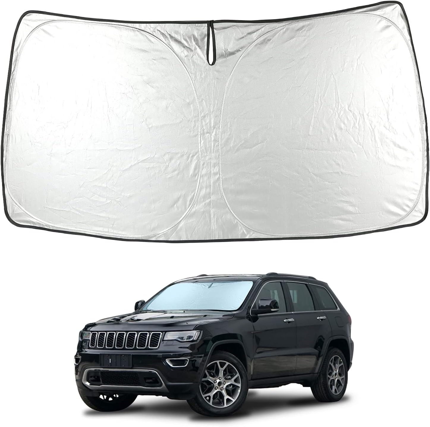 Winunite Windshield Sun Shade Compatible with 2011-2021 Jeep Grand Cherokee SUV Front Sunshade Heat Shield Custom-fit Protector Foldable Sun Visor